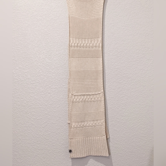 Ugg Cable Knit Pure Cashmere Scarf UGG long cream knit scarf